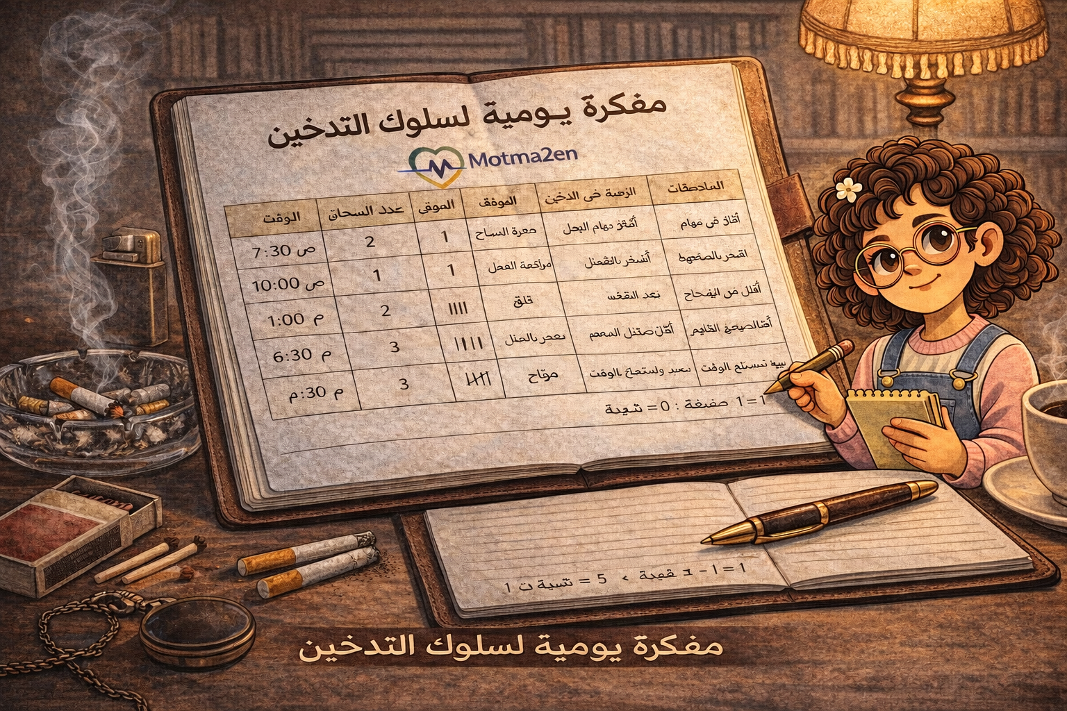 مفكرة يومية لسلوك التدخين